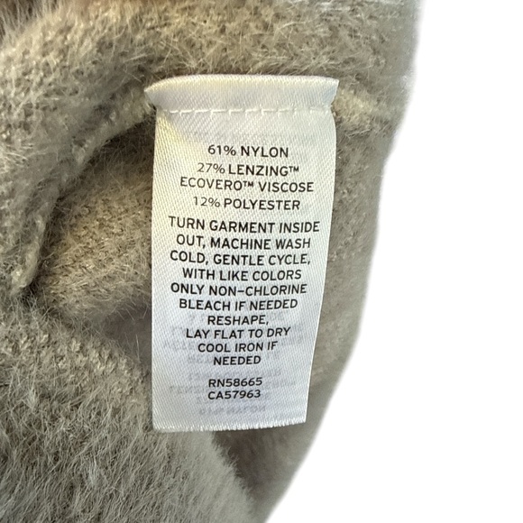 Halogen Fuzzy Abstract Stone Mock Neck Sweater Medium Cozy Gray Beige Fall - Picture 8 of 9